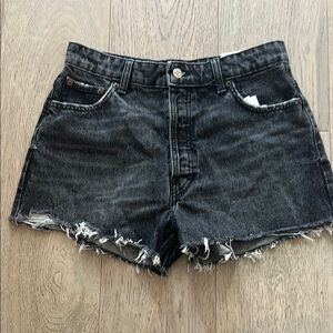 Black Denim Distressed Women's Shorts